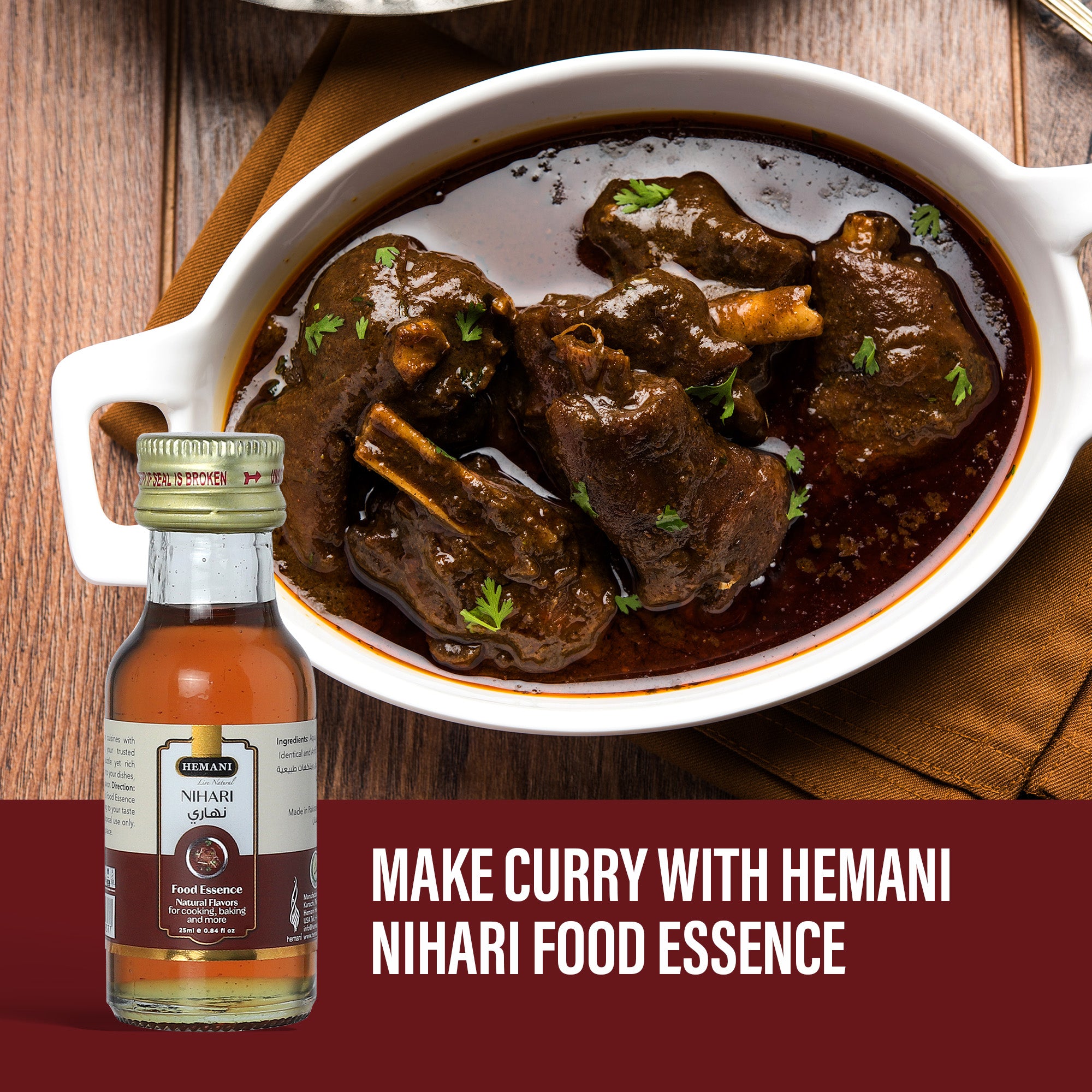 Hemani Nihari Food Essence 25 ml- Halal, Natural, and Concentrated Nihari Flavor for Pakistani and Indian Recipes, Cooking, and Baking - Perfect for Beef Nihari, Lamb Nihari, and Chicken Nihari