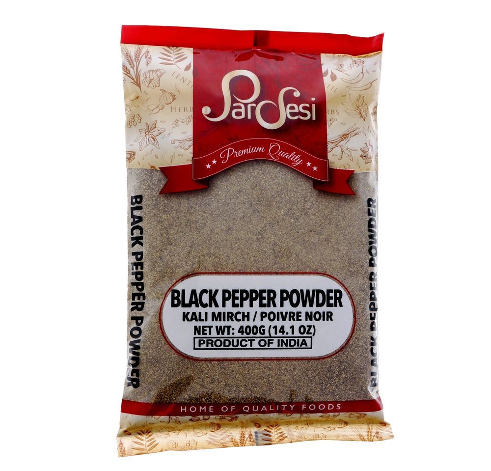 Pardesi Black Pepper Powder 400g — Premium Quality for Cooking & Spice Blends | Halal, Non-GMO, Vegan | Dual-Cap Jar