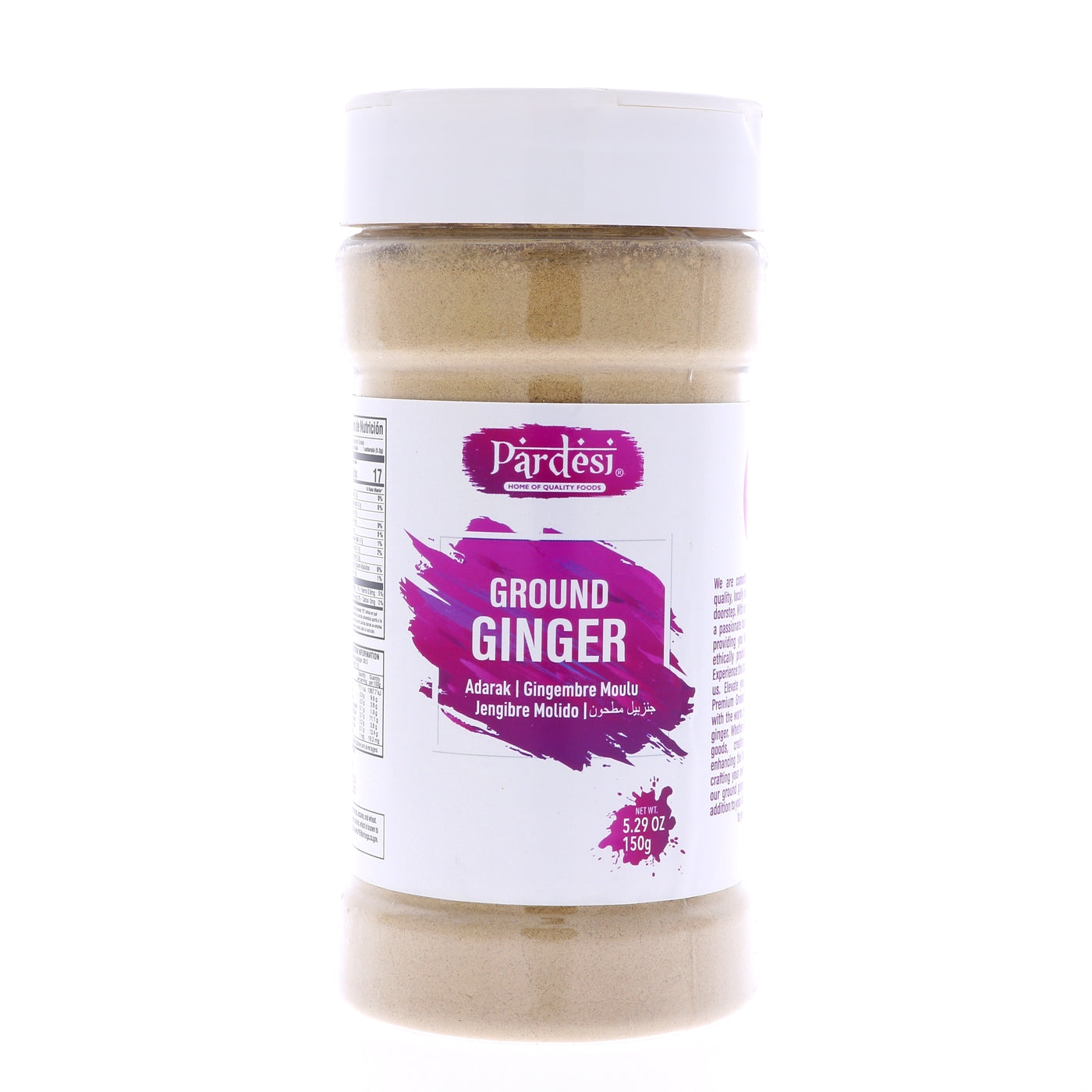 Pardesi Ginger Powder 150g Jar — Premium Quality for Cooking & Spice Blends | Halal, Non-GMO, Vegan | Dual-Cap Jar