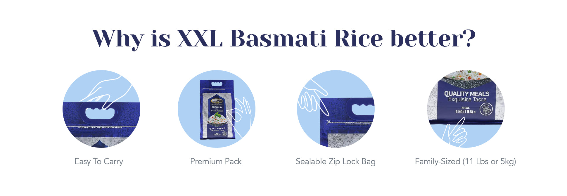 HEMANI Premium XXL Basmati 1121 Rice 11LB