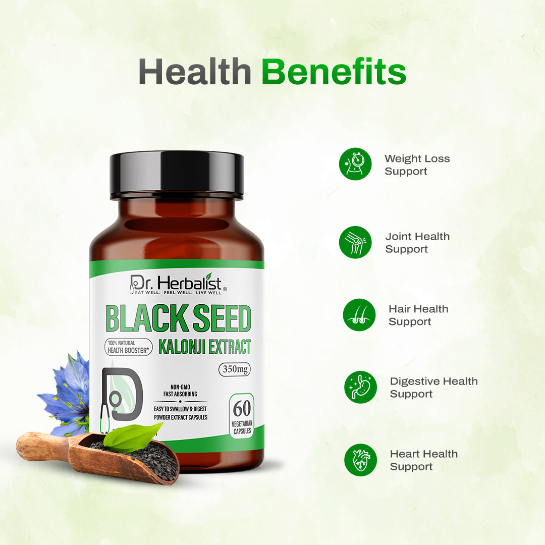 DR. HERBALIST Kalonji Blackseed Extract 350mg 60 Capsules