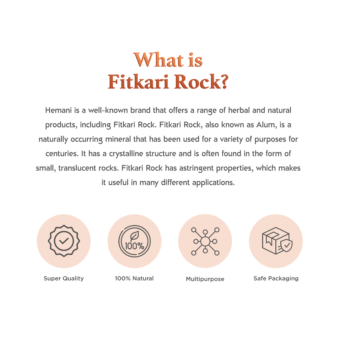 HEMANI Fitkari Rock (Alum / Potassium / Phitkari) 200g