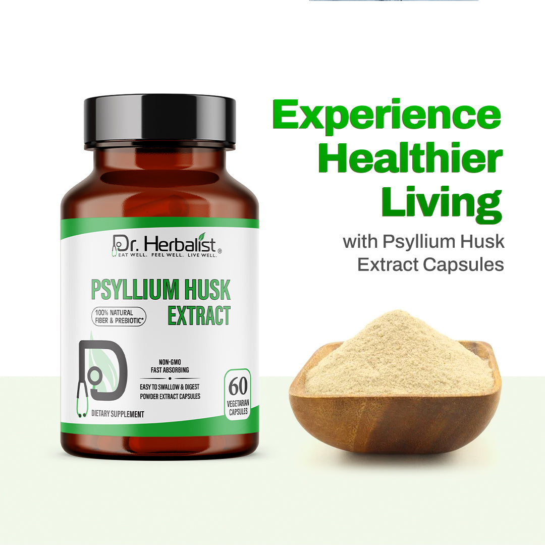 DR. HERBALIST Psyllium Husk Extract 500mg, 60 Vegetarian Capsules