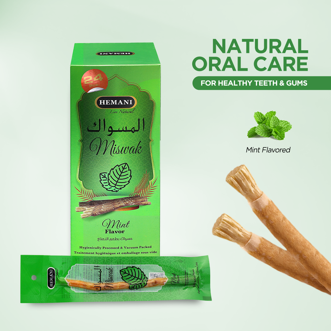 Mint Sewak Natural Miswak Stick for Teeth 6 Inches (Pack of 24 ) Chewing Toothbrush Natural Traditional Toothbrush I AKA Meswak I Sewak I Peelu