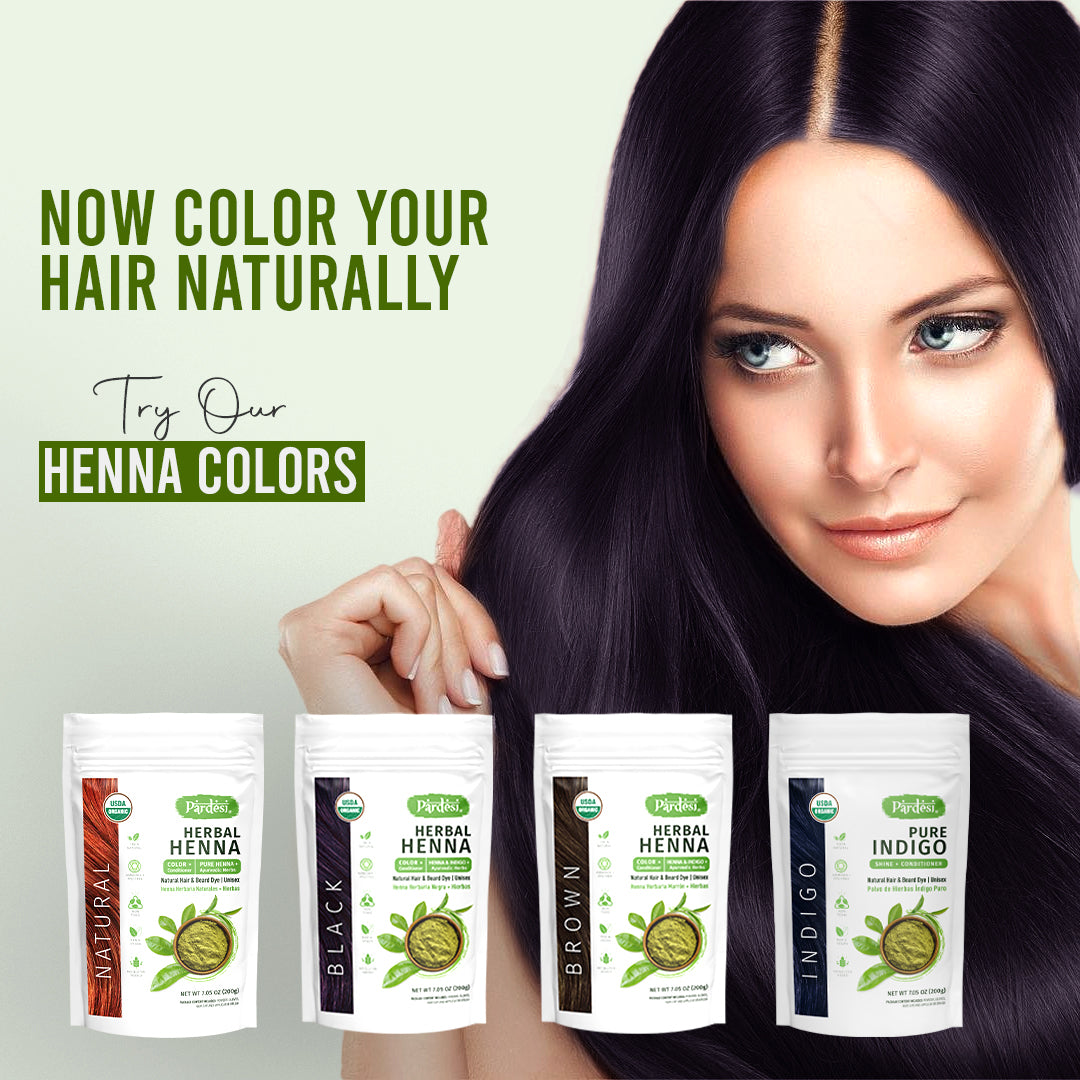 Pardesi Organic Henna Pure Indigo 200g - Natural Hair Color & Conditioning Treatment | Halal, Non-GMO, Vegan | Chemical-Free