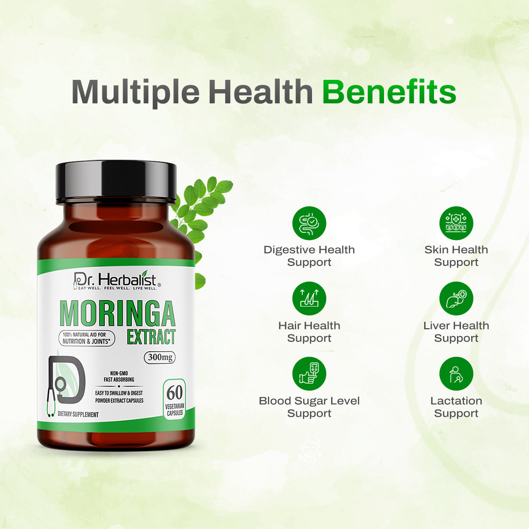 Dr Herbalist Moringa Oil 60 Capsules | Cold Pressed Extract | Rich in Antioxidants, Vitamins & Omega Fatty Acids | Supports Skin, Hair, Immunity & Overall Wellness