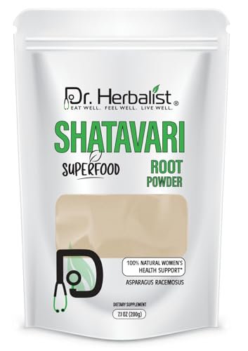 Dr. HERBALIST Shatavari Powder, Asparagus racemosus, 7.1 Oz (200G), Ayurvedic Herb for Vata & Pitta, Balanced Female Health Support, Vitality, Non-GMO, Vegan, Resealable Bag