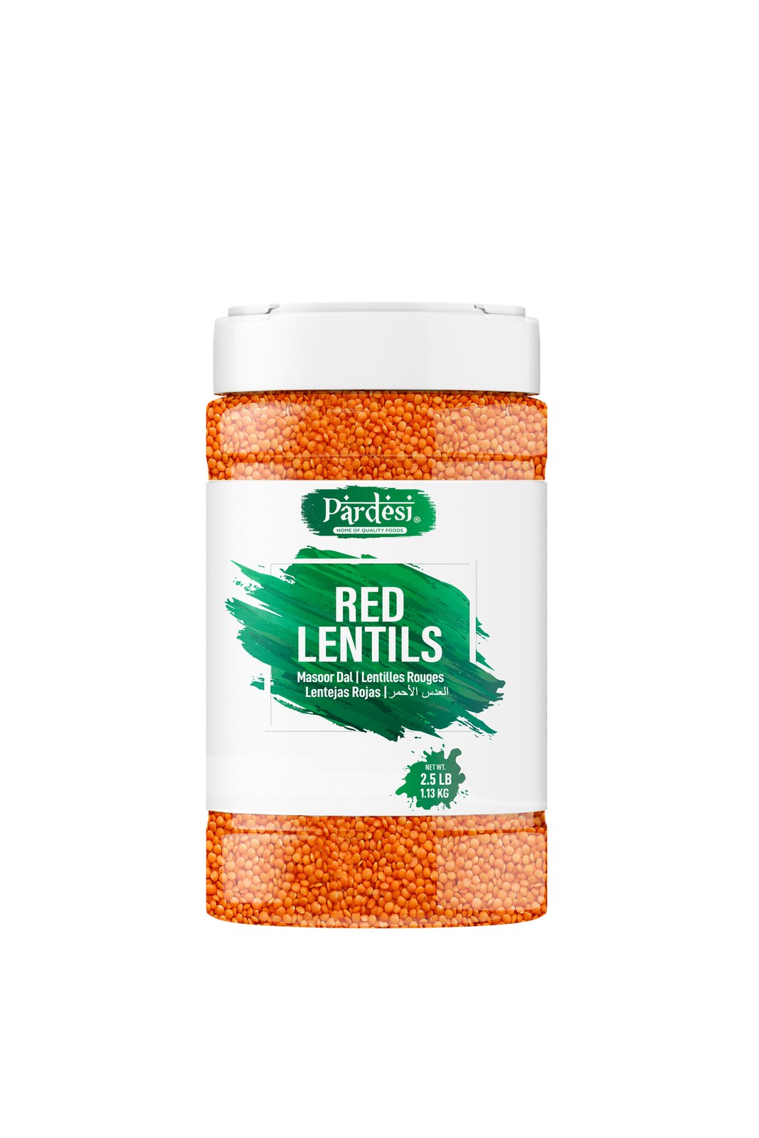 Pardesi Red Lentils, 4 LB (1.8 KG) Masoor Dal - Resealable Jar with Handle