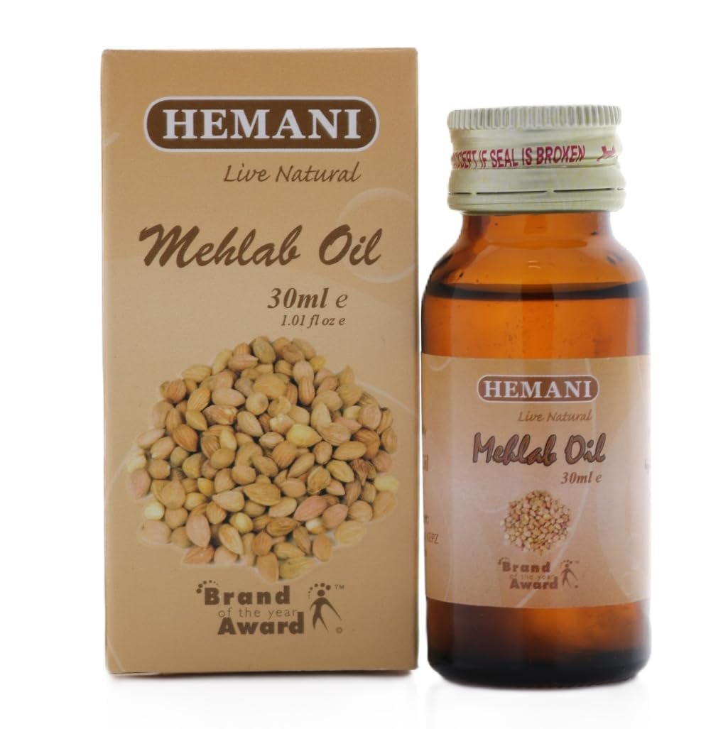 Hemani Mehlab Oil 30ml Prunus Mahaleb, Mahaleb Cherry, St Lucie Cherry - 100% Natural & Pure Mahaleb Essential Oil for Skin & Hair Care, Promoting Healthy Glow & Shine, Aromatherapy & Relaxation