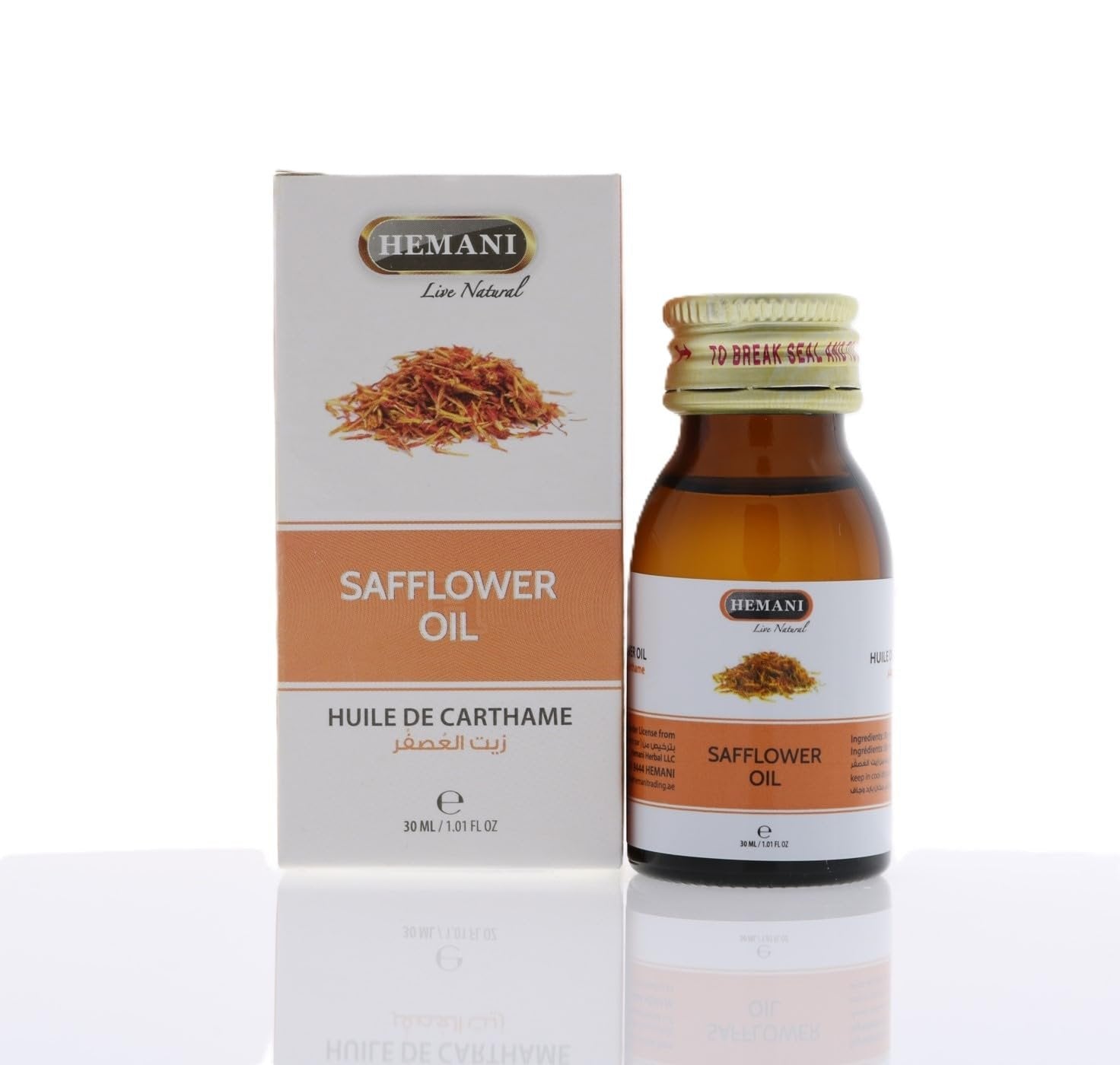 Hemani Safflower Oil (30ml) - Carthamus Tinctorius, Natural Hydration, Antioxidant-Rich, Nourishing Skin and Hair, Promotes Healthy Glow.