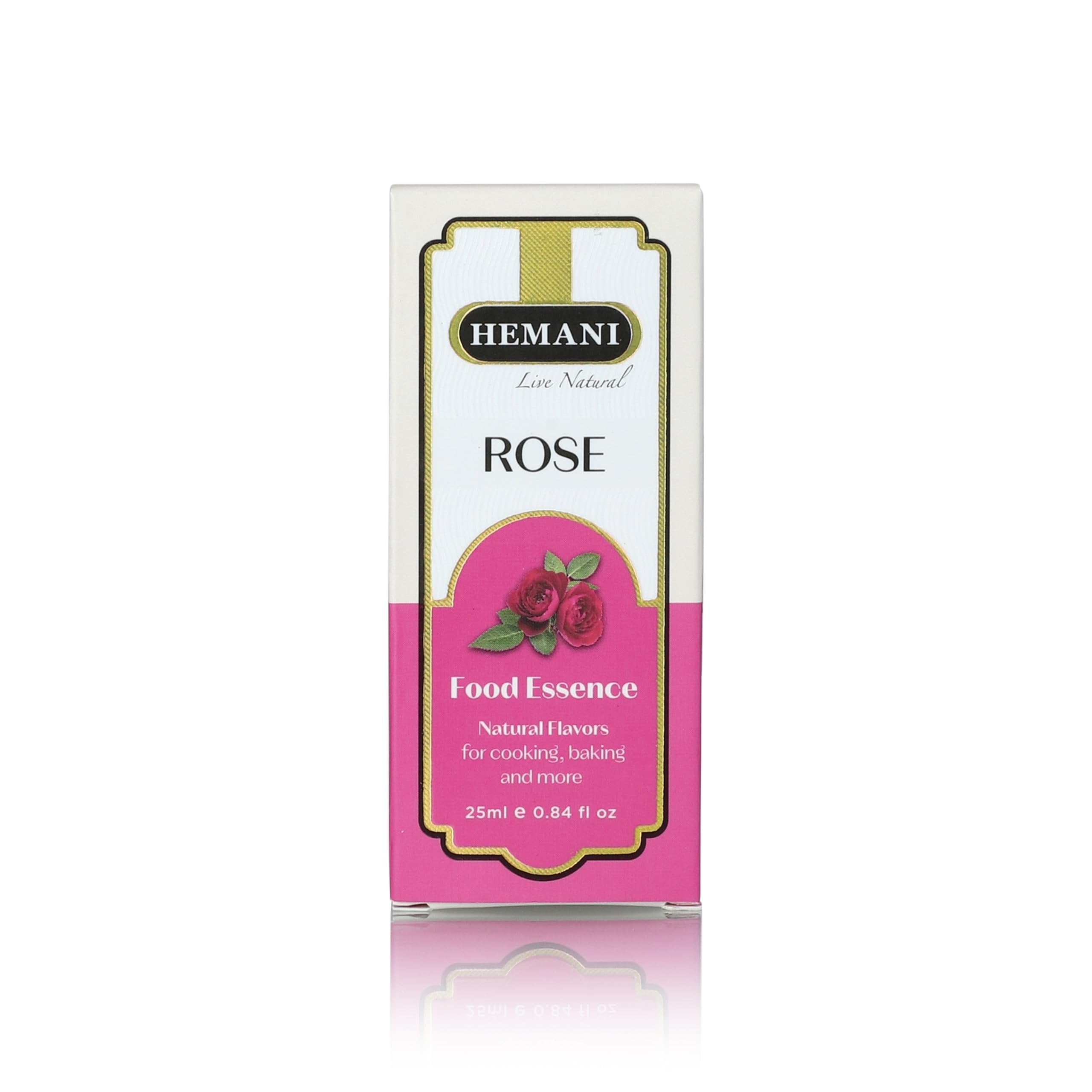 Hemani Rose Food Essence 25 ml Halal - Concentrated Rose Flavor for Indian Desserts, Drinks, and Recipes - Perfect for Gulab Jamun, Jalebi, Barfi, and More