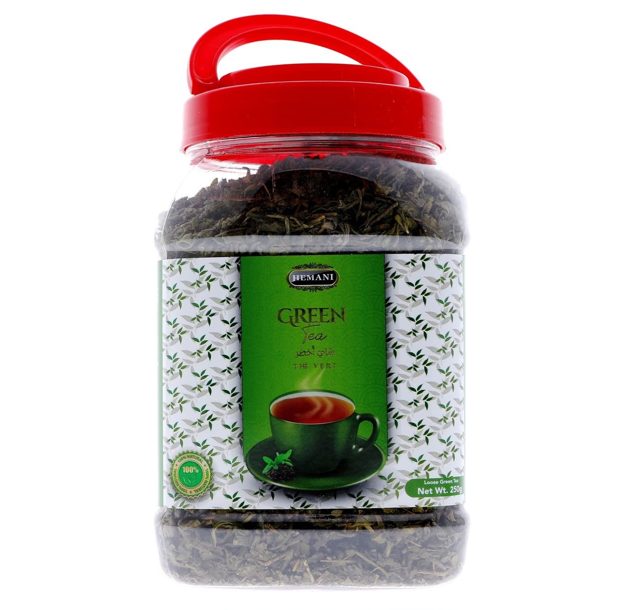 Hemani Premium Green Tea Loose Leaves 250g (8.8 OZ) - Jar Resealable Packaging