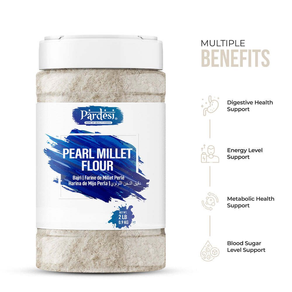 Pardesi Pearl Millet Flour, 2.86 LB (1.46 KG) Bajri Flour - Resealable Jar