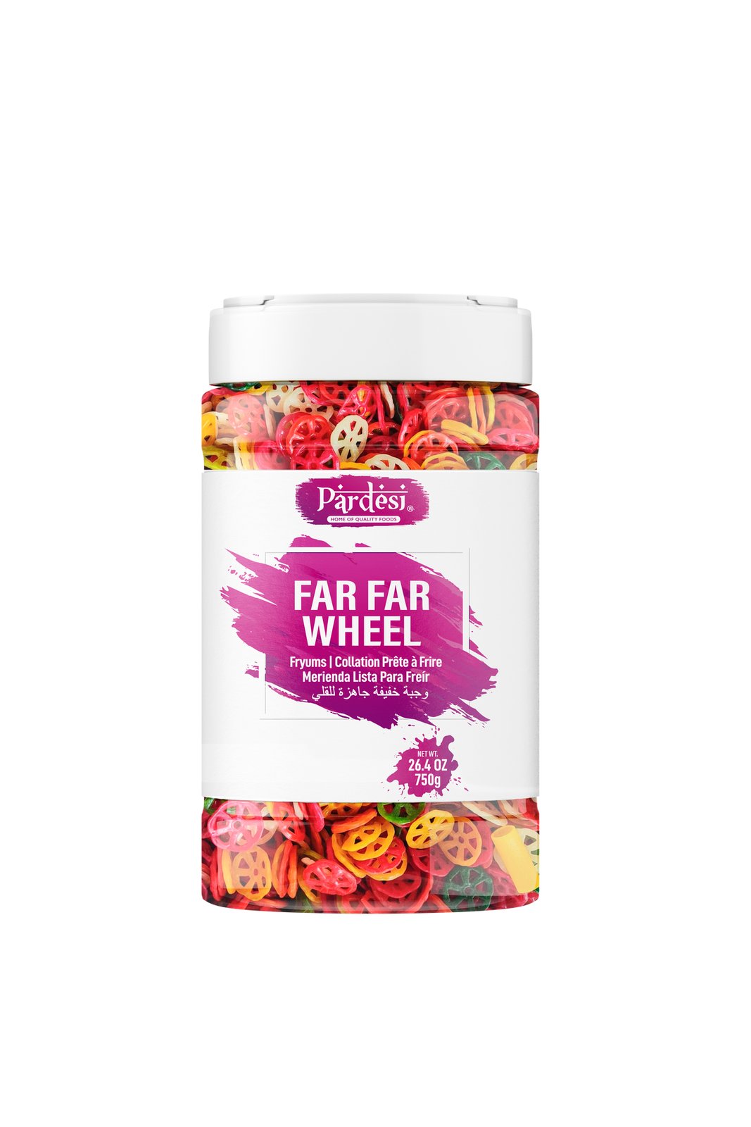 Pardesi Far Far Fryum Wheel Shape, 26.4 OZ (750g) - Puffed Snack - Ready to Fry