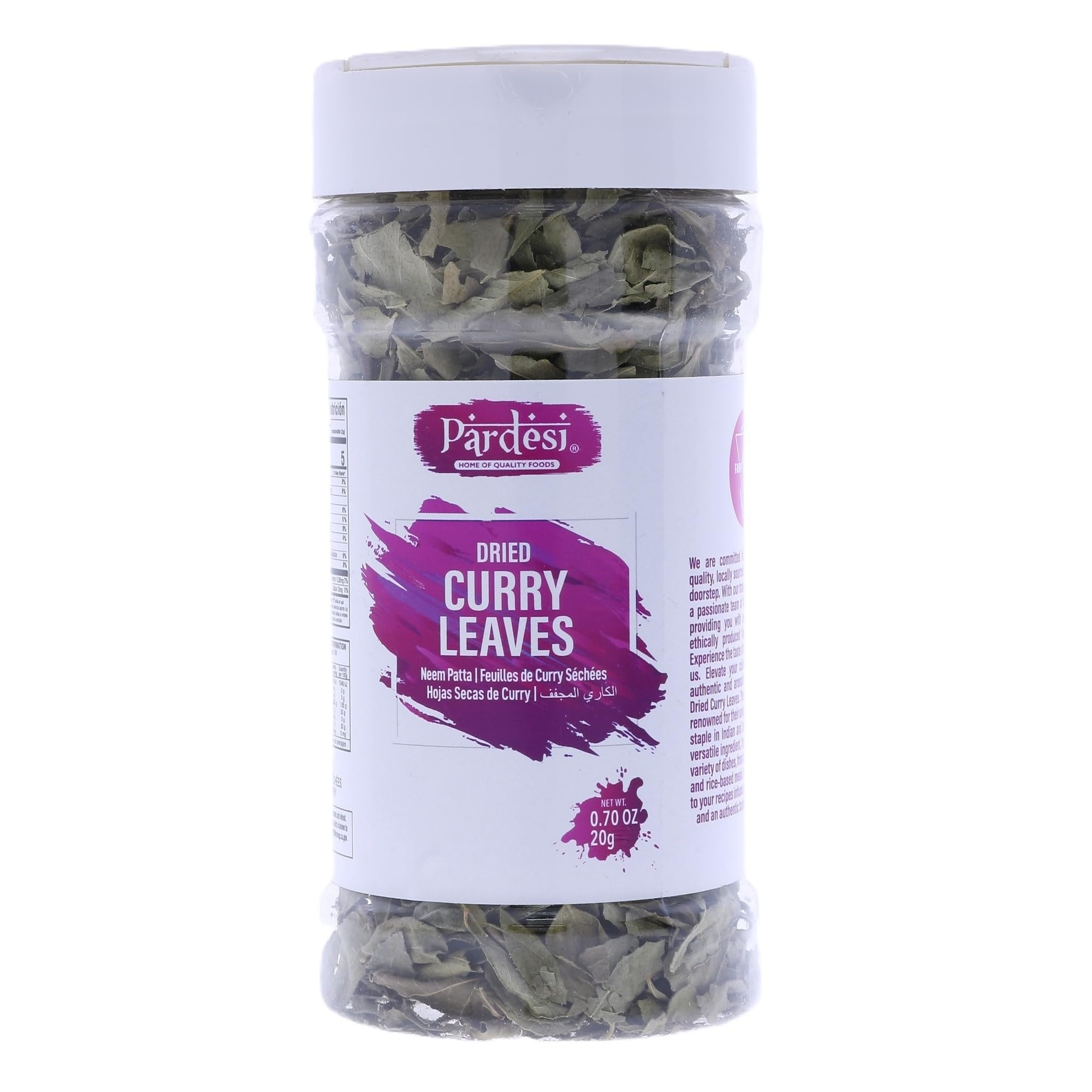 Pardesi Curry Leaves 20g - Fresh, Aromatic & Premium Quality - Non-GMO, Vegan, Gluten-Free - Authentic Indian Spice - Hygienically Packed for Freshness & Convenience