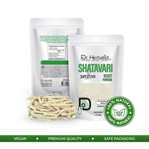 Dr. HERBALIST Shatavari Powder, Asparagus racemosus, 7.1 Oz (200G), Ayurvedic Herb for Vata & Pitta, Balanced Female Health Support, Vitality, Non-GMO, Vegan, Resealable Bag