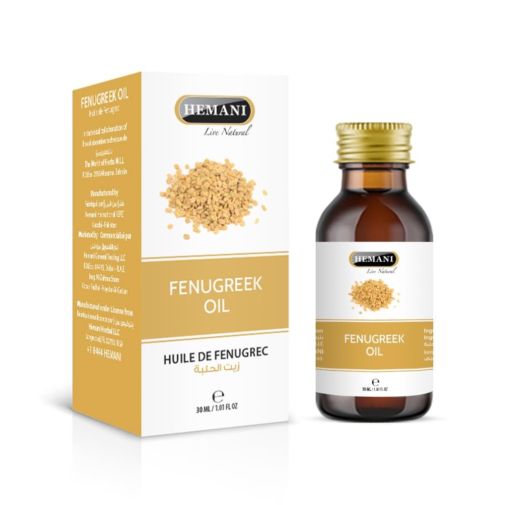 Hemani Fenugreek Oil 30ml - 100% Pure & Natural Fenugreek Seed Essential Oil for Skin, Hair, Wellness, Aromatherapy & Natural Health Remedies, Suitable for All Skin Types