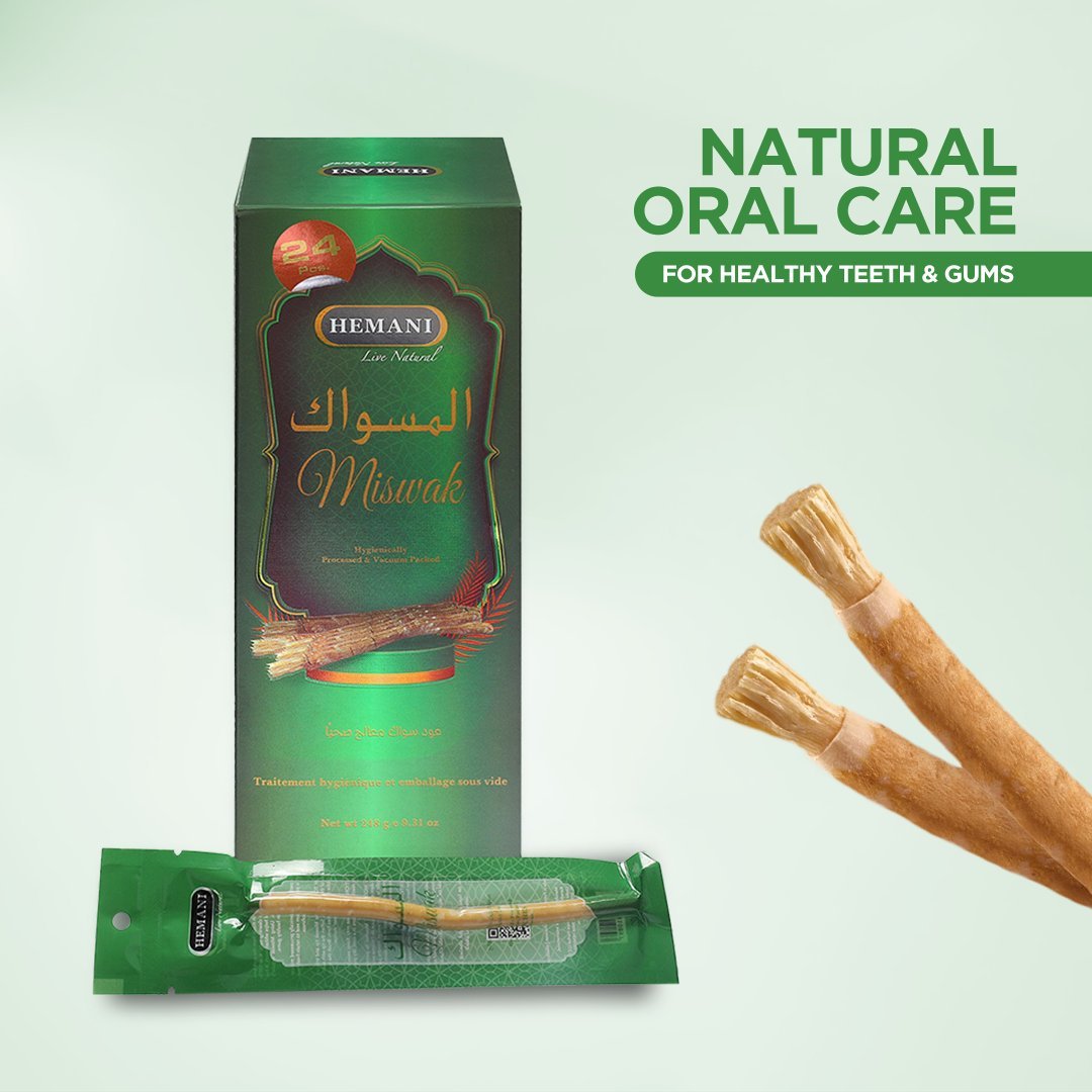 HEMANI Sewak Natural Miswak Stick for Teeth (6 Inches: 24 Pack) Chewing Toothbrush Natural Traditional Toothbrush I AKA Meswak I Sewak I Peelu