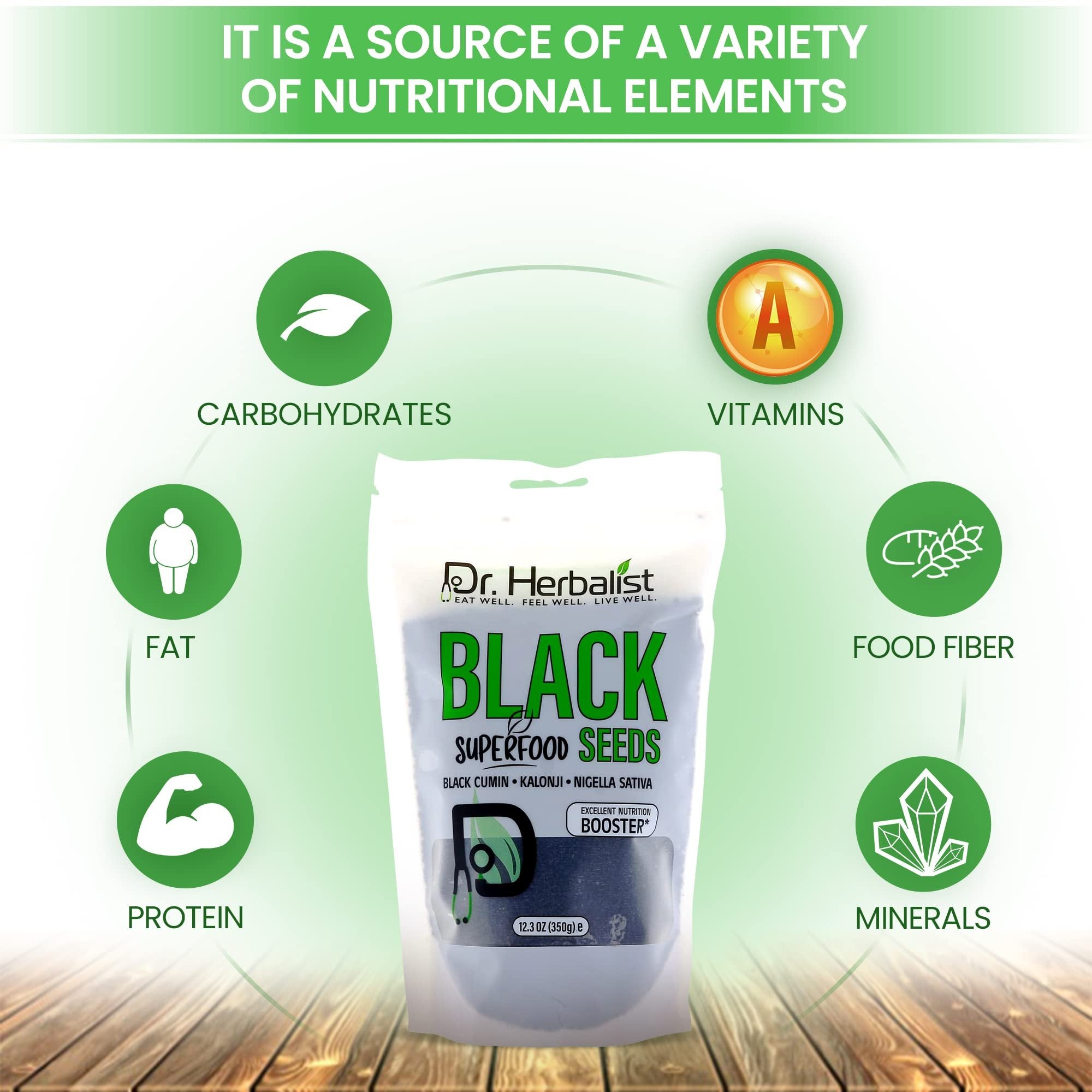 Dr. Herbalist Black Seeds - 12 oz - Nigella Sativa, Kalonji, Black Cumin - Non-GMO, Vegan, and Gluten-Free - Rich in Antioxidants and Omega-3 Fatty Acids - Perfect for Cooking, Baking, and Health Supplements