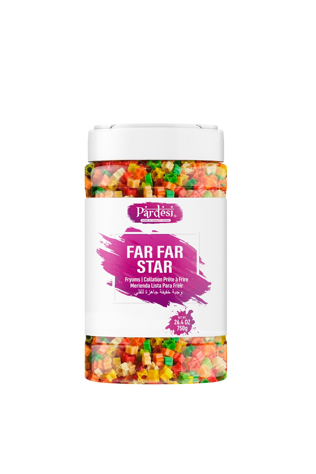 Pardesi Far Far Fryum Star Shape, 26.4 OZ (750g) - Puffed Snack - Ready to Fry