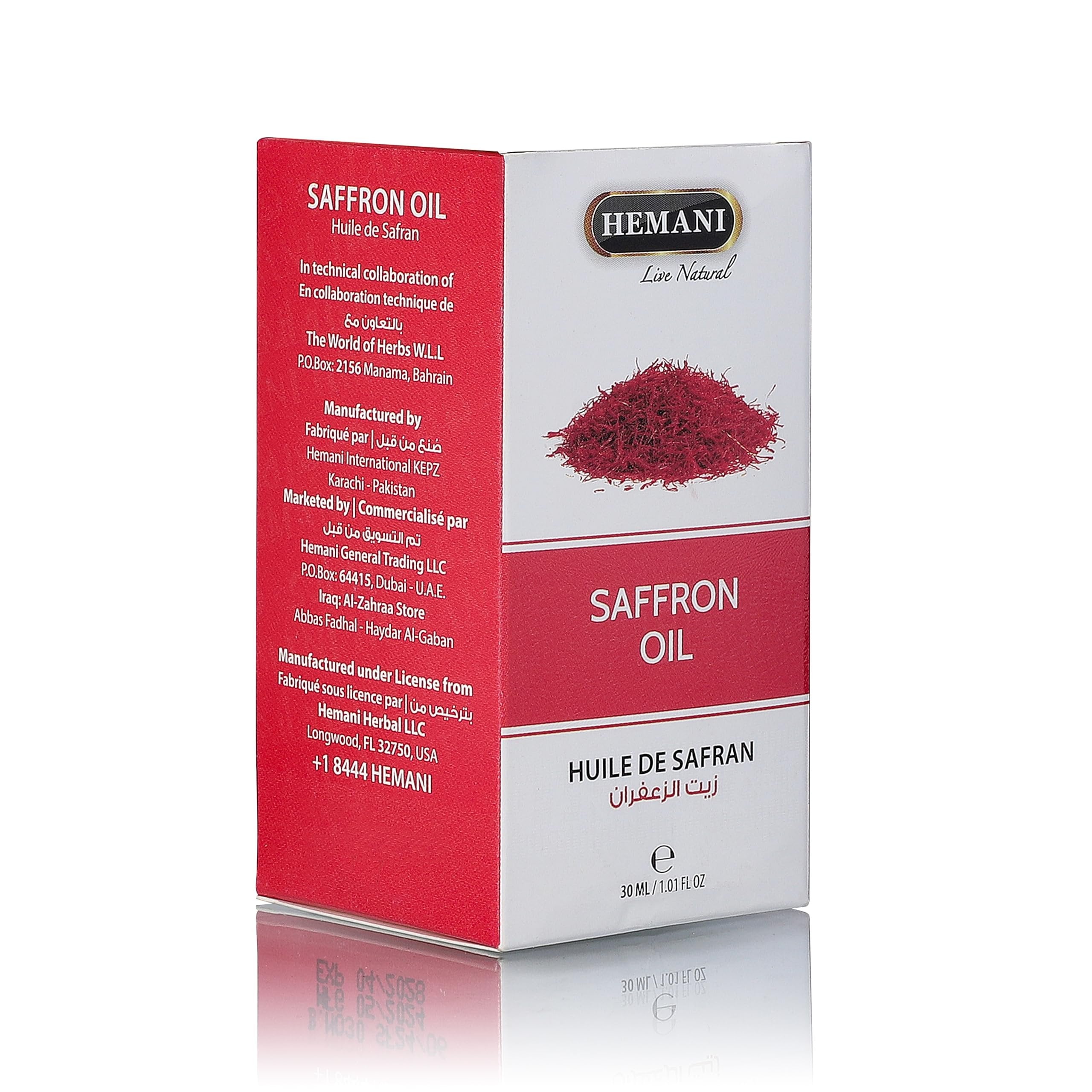 Hemani Saffron Oil 30mL - Nourishing Skin & Hair, Promoting Radiant Complexion, Luxurious Hydration, & Luscious Locks"