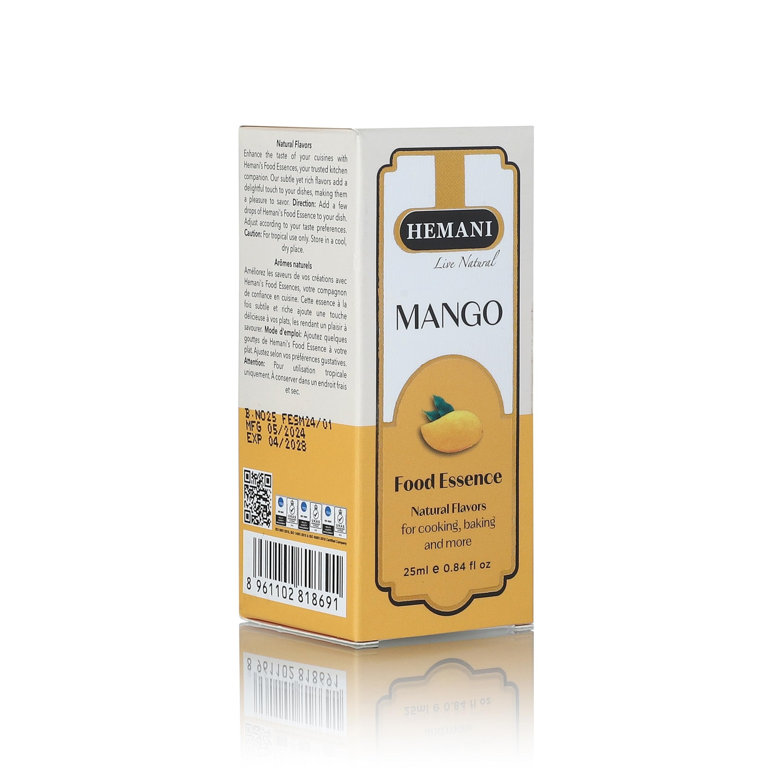 Hemani Herbal Mango Food Essence 25 ml Halal - Concentrated Mango Flavor for Indian Desserts, Drinks, and Recipes - Perfect for Mango Kulfi, Mango Barfi, and More