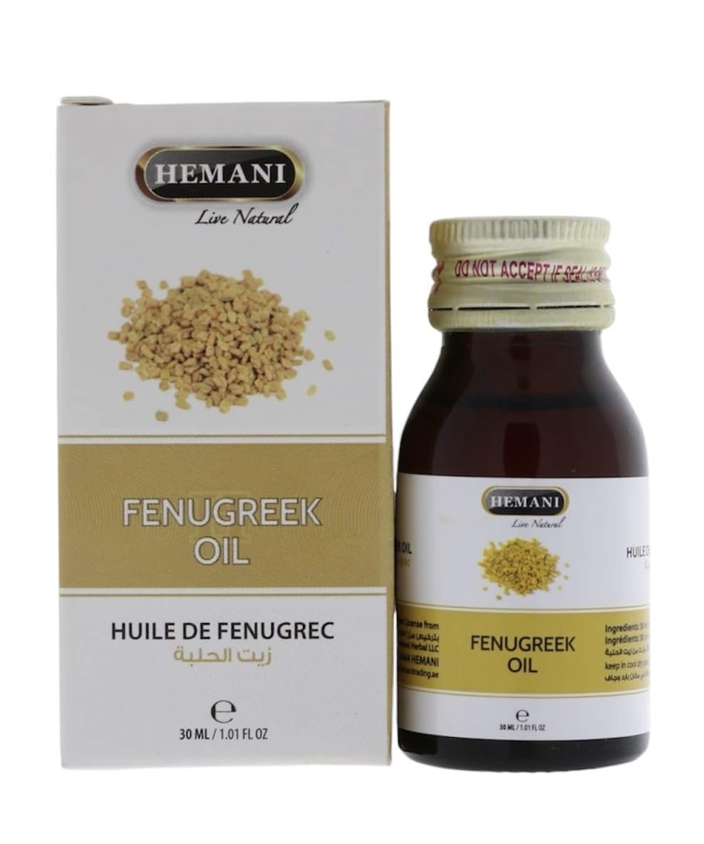 Hemani Fenugreek Oil 30ml - 100% Pure & Natural Fenugreek Seed Essential Oil for Skin, Hair, Wellness, Aromatherapy & Natural Health Remedies, Suitable for All Skin Types