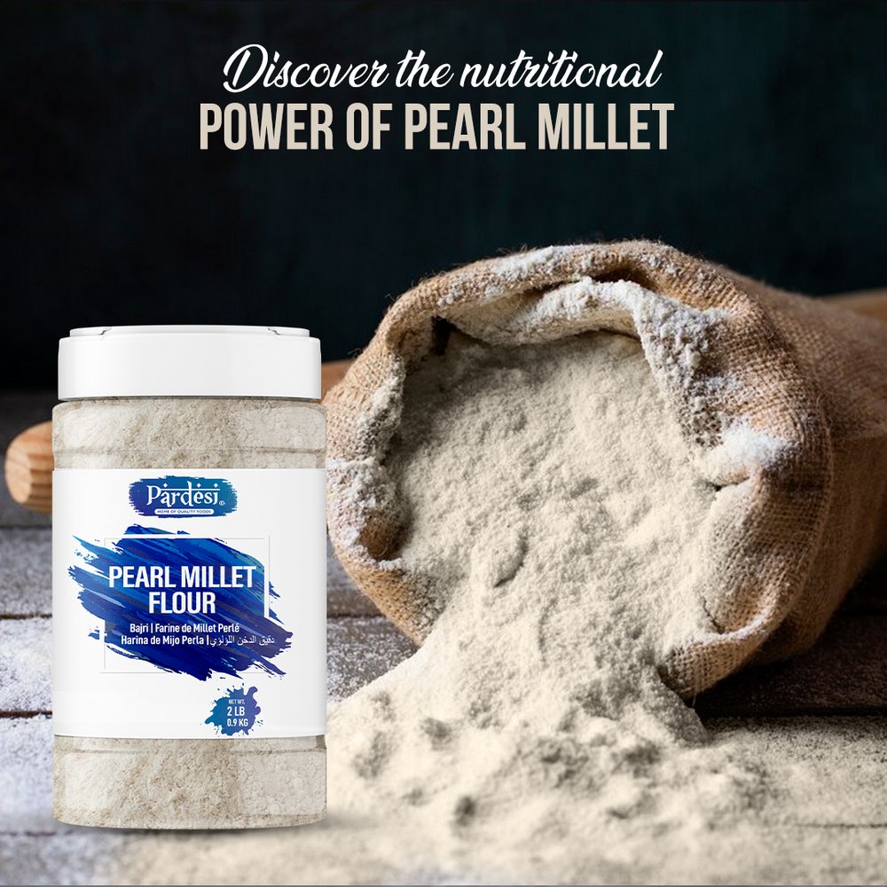 Pardesi Pearl Millet Flour, 2.86 LB (1.46 KG) Bajri Flour - Resealable Jar