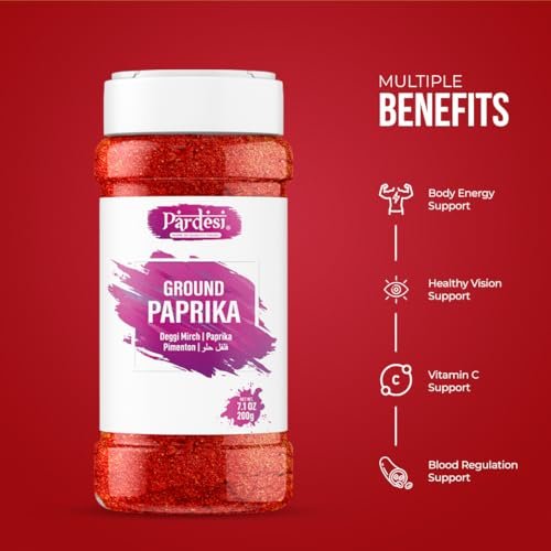 Pardesi Paprika Powder 200 g Ground - Authentic Indian Spice Sensation - Smoky Flavor Fusion , Rich & Warm - Perfect for Tandoori Chicken, Biryani, Curries, Goulash, Roasted Vegetables & Global Recipes.