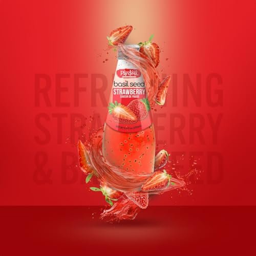basil seed drink with strawberry flavor Pardesi Basil Seed Drink Strawberry Flavor