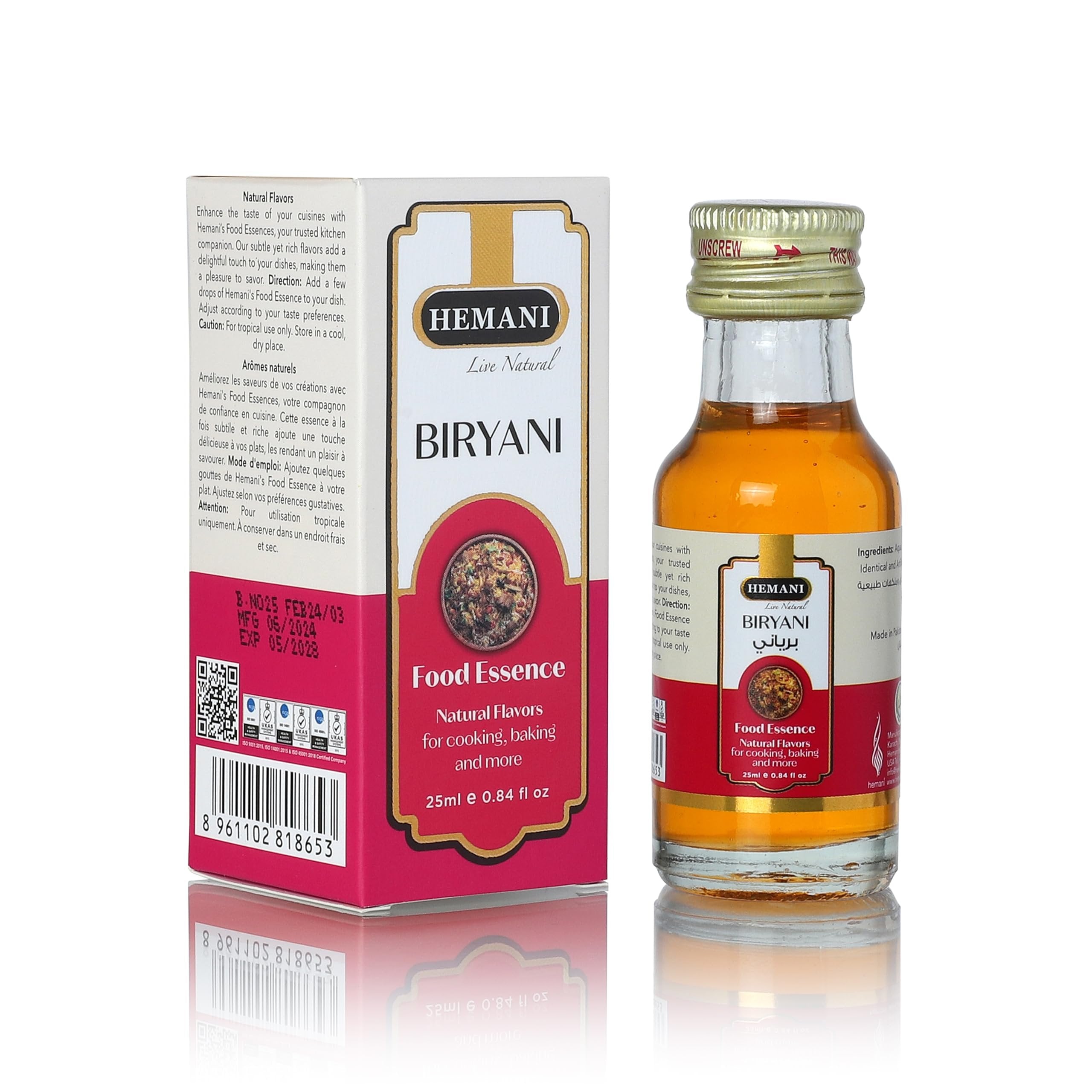 Hemani Biryani Food Essence 25 ml - Halal, Natural, and Concentrated Biryani Flavor for Indian Recipes, Cooking, and Baking - Perfect for Hyderabadi, Lucknowi, and Sindhi-Style Biryani