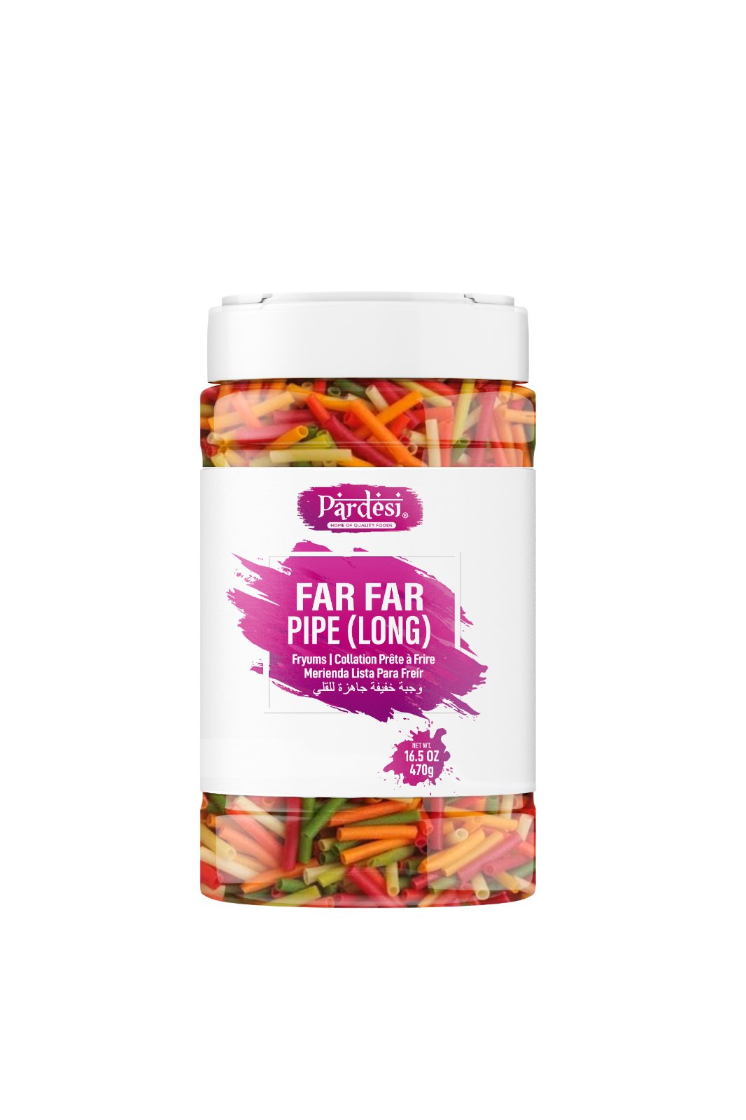 Pardesi Far Far Fryum Pipe Long Shape, 17.6 OZ (500g) Puffed Snack, Ready to Fry