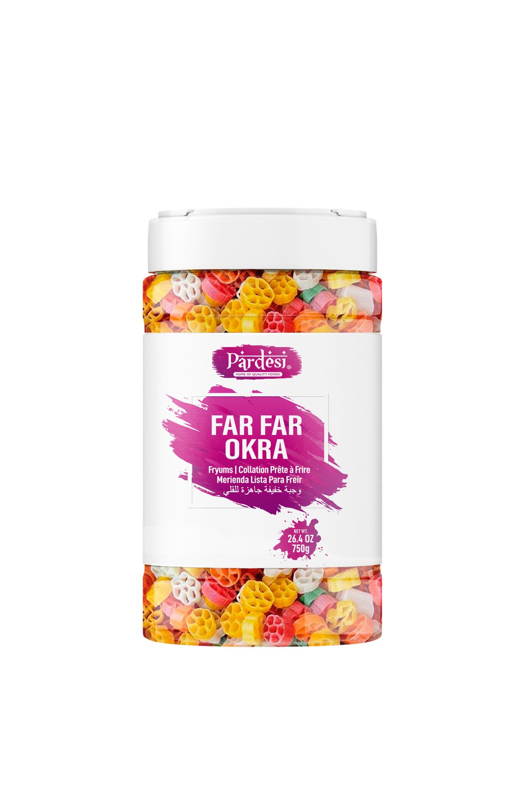 Pardesi Far Far Fryum Okra Shape, 24.69 OZ (700g) - Puffed Snack - Ready to Fry