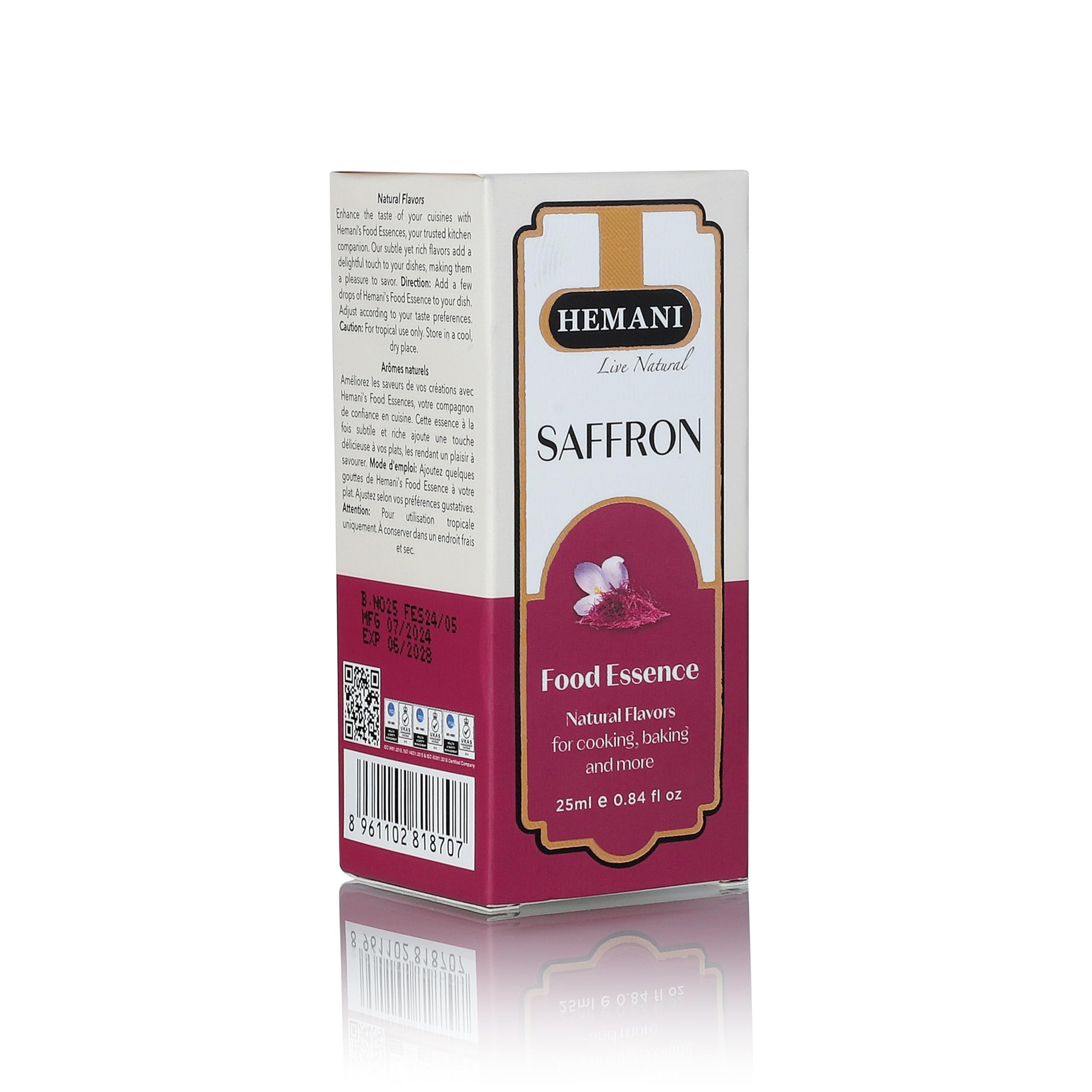 Hemani Saffron Food Essence 25 ml Halal - Natural, Concentrated, and Authentic Saffron Flavor for Cooking, Baking, and Making Delicious Indian, Middle Eastern, and Mediterranean Recipes