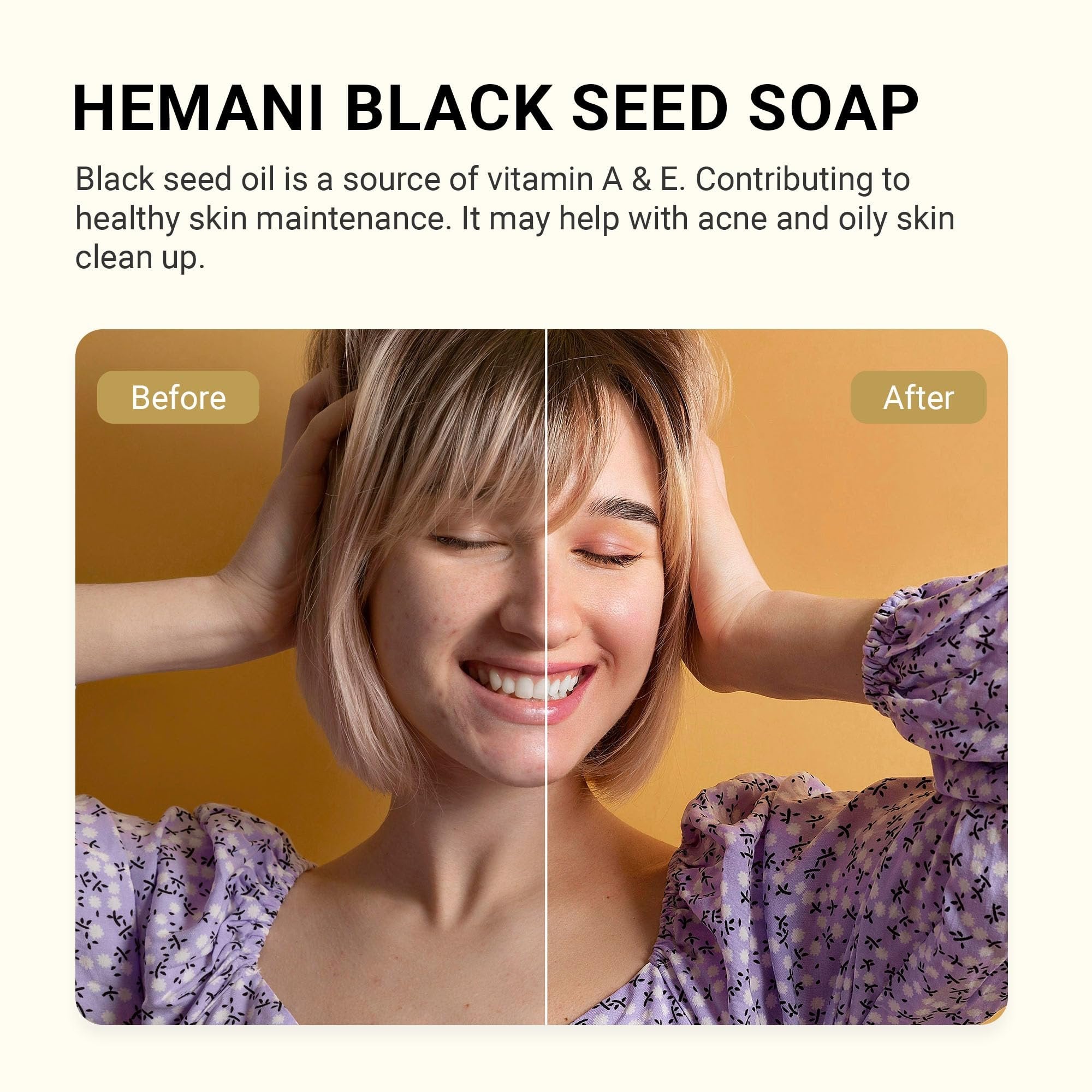 Hemani Black Seed Bar Soap - 75g Nigella sativa | 100% Natural, Halal & Eco-Friendly | Daily Skincare Essential for Healthy-Looking Skin | Gentle, Non-Irritating | Softens, Smooths & Moisturizes.