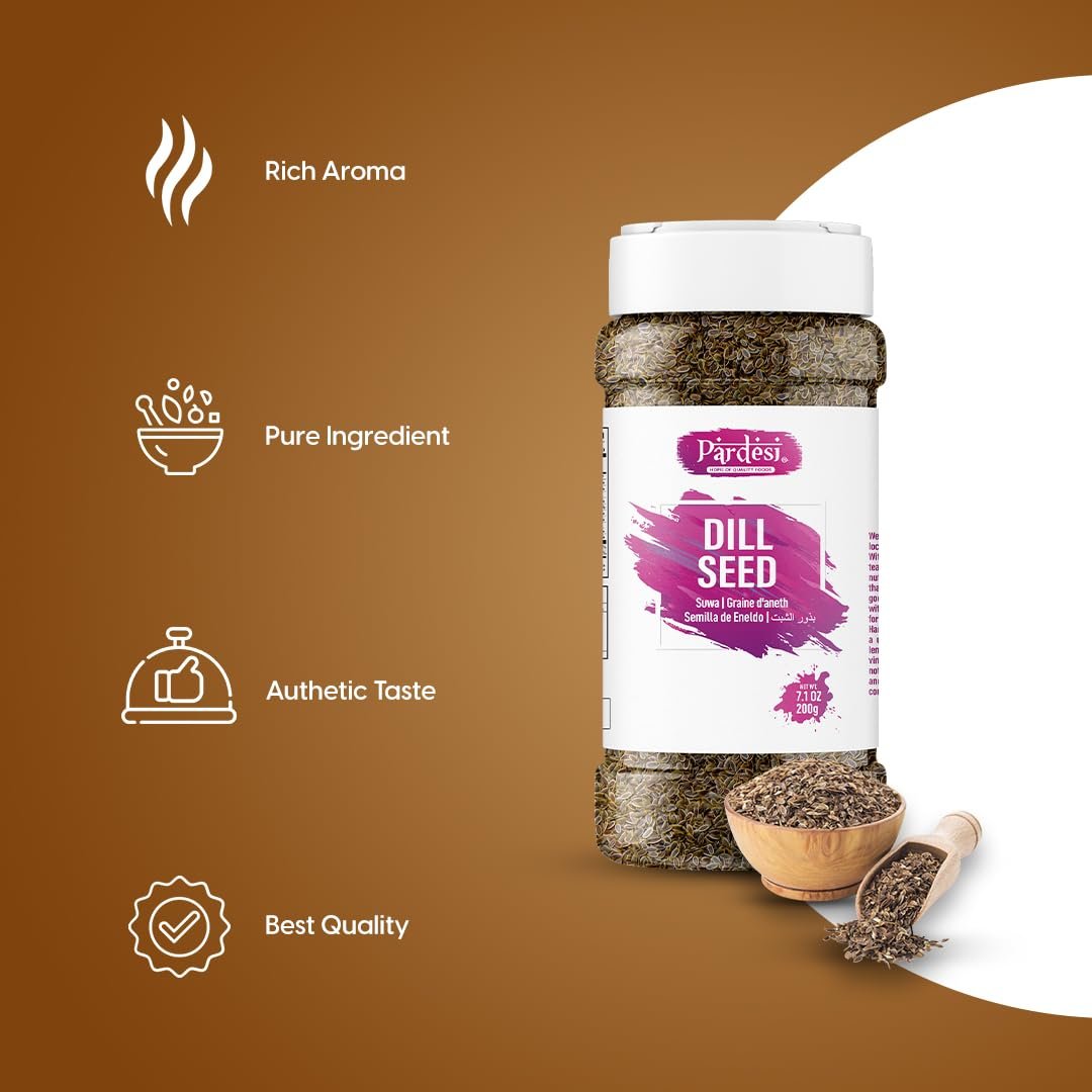 Pardesi Dill Seeds 200g - Suva, Shepu, Sada Kopalli,Garden Dill- Premium Quality, Aromatic & Flavorful - Versatile Spice for Indian, Middle Eastern & Scandinavian Recipes - Fresh, Natural