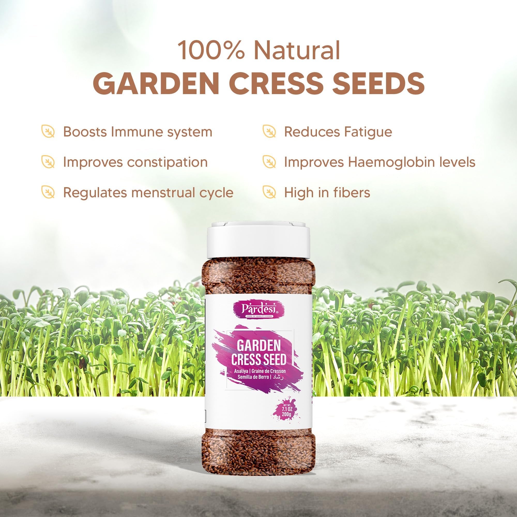 Pardesi Halim Seeds (Lepidium Sativum/Aliv Seed/Asaliya/Garden Cress Seeds) 300g - Nutritious Superfood for Overall Wellness.