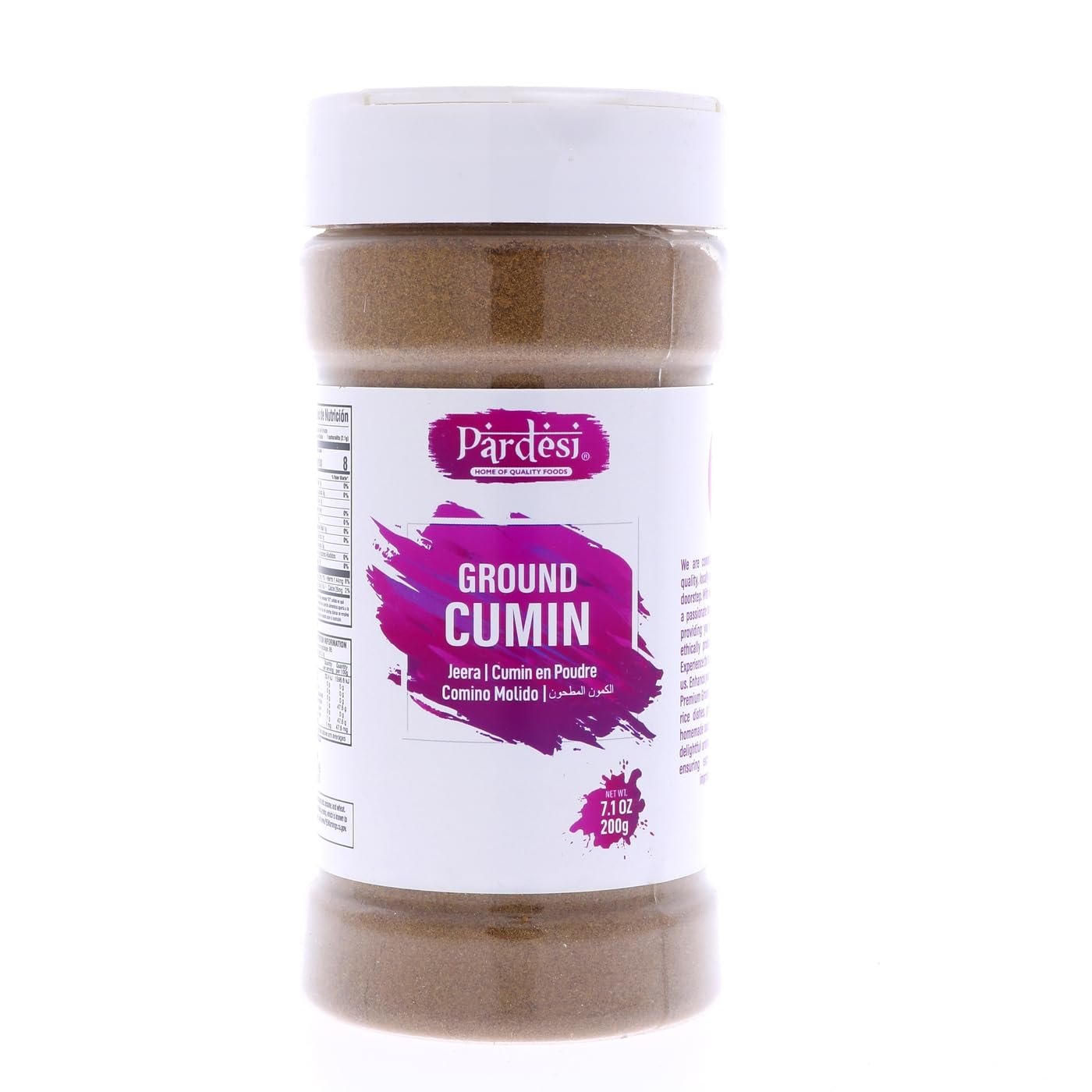 PARDESI Ground Cumin 7.1 OZ (200g) Jeera Powder - Resealable Jar Packaging