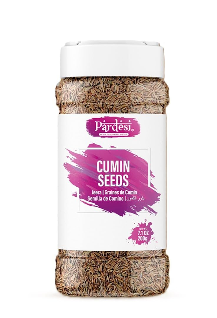 Pardesi Cumin Seeds 200g | Organic, Natural & Premium Quality | Jeera, Cuminum Cyminum | Earthy Flavor & Warm Aroma | Versatile Spice for Indian, Mexican & Middle Eastern Cuisine.