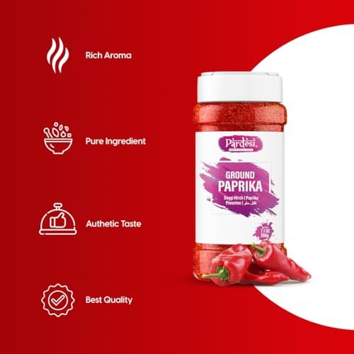 Pardesi Paprika Powder 200 g Ground - Authentic Indian Spice Sensation - Smoky Flavor Fusion , Rich & Warm - Perfect for Tandoori Chicken, Biryani, Curries, Goulash, Roasted Vegetables & Global Recipes.