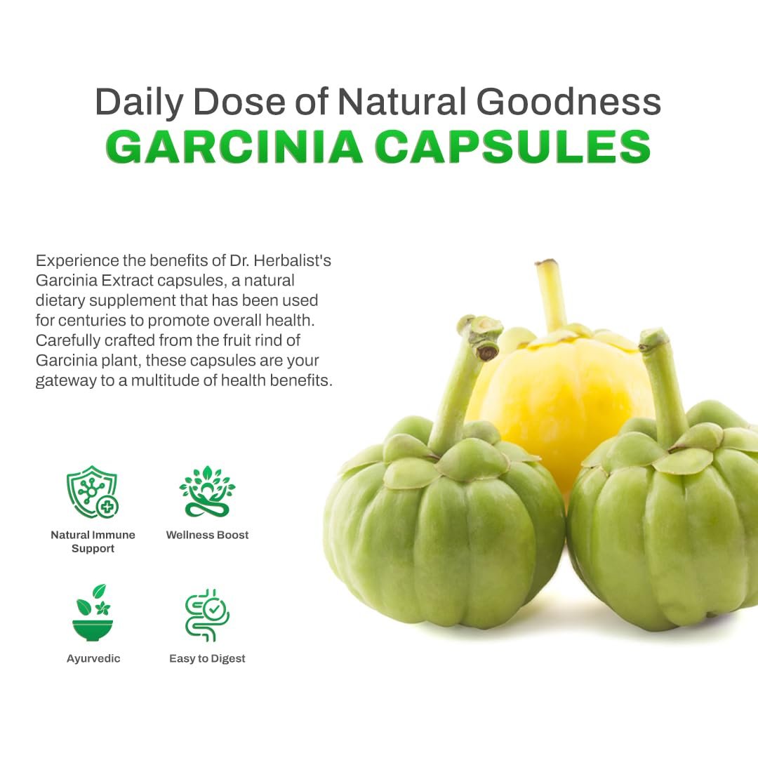 Dr. HERBALIST Garcinia Extract 350mg, 60 Capsules - Pure & Potent Garcinia Cambogia Extract for Health Enthusiasts | Vegetarian, Gluten-Free & Made with Natural Ingredients.