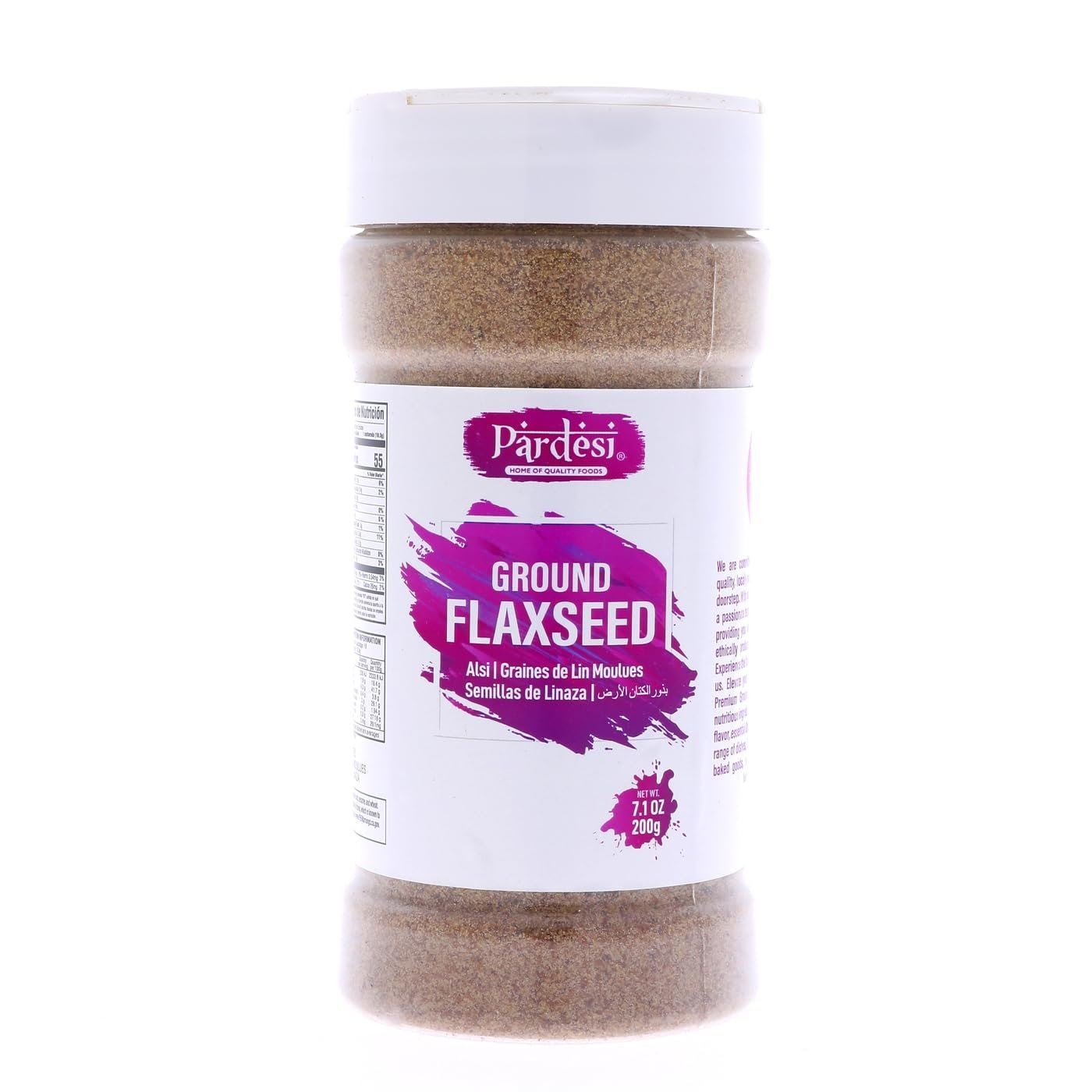 PARDESI Ground Flaxseeds (200g/7.1oz) - Premium Alsi Linum usitatissimum Powder, Resealable Jar, High in Omega-3, Fiber & Protein, Gluten-Free & Vegan Friendly