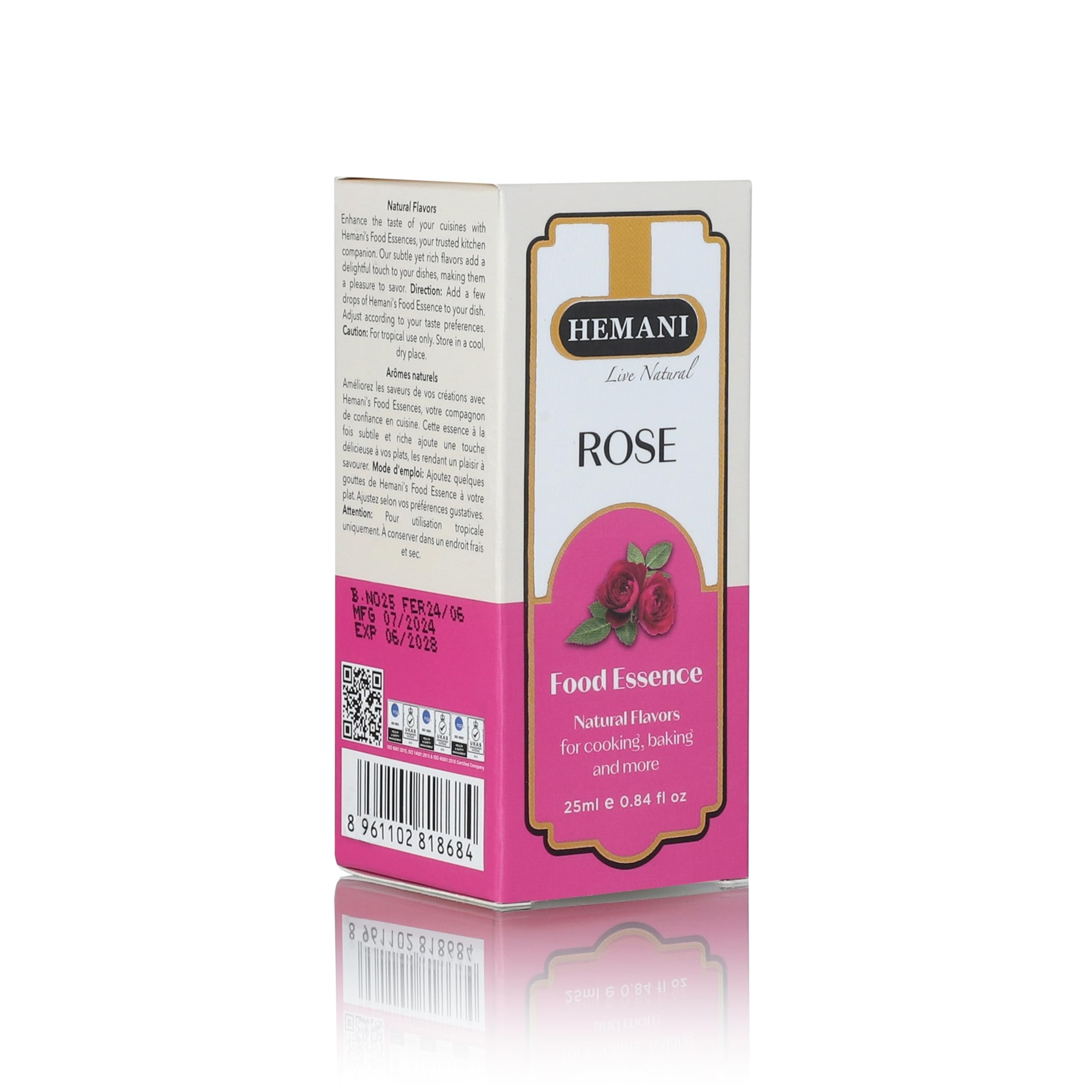 Hemani Rose Food Essence 25 ml Halal - Concentrated Rose Flavor for Indian Desserts, Drinks, and Recipes - Perfect for Gulab Jamun, Jalebi, Barfi, and More