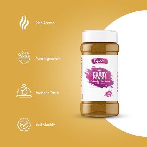 Pardesi Curry Powder Mild 200g - Authentic Indian Spice Blend - Non-GMO, Vegan, Gluten-Free - Premium Quality - Perfect for Curries, Stews & Fusion Recipes