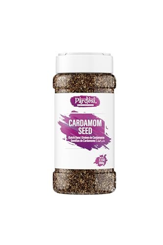 Pardesi Cardamom (Elachi) Decorticated Seeds 8.82oz 250 g Indian Spice Jar All Natural | Vegan | NON-GMO | Indian Origin AKA Elaichi Dana I Graines de Cardomome I Semillas de cardomo I Perfect addition to Tea & Coffee