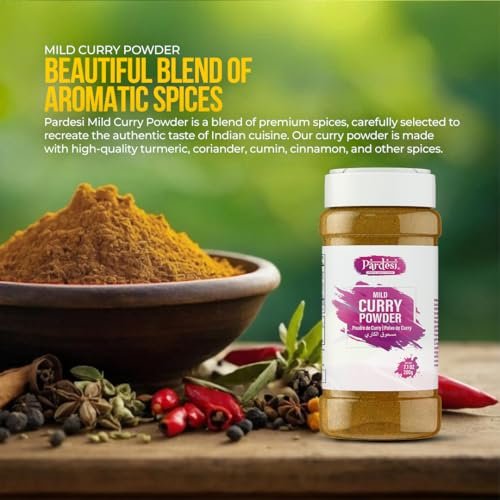 Pardesi Curry Powder Mild 200g - Authentic Indian Spice Blend - Non-GMO, Vegan, Gluten-Free - Premium Quality - Perfect for Curries, Stews & Fusion Recipes