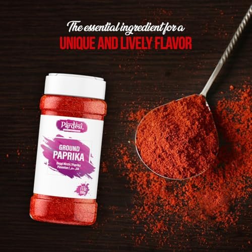 Pardesi Paprika Powder 200 g Ground - Authentic Indian Spice Sensation - Smoky Flavor Fusion , Rich & Warm - Perfect for Tandoori Chicken, Biryani, Curries, Goulash, Roasted Vegetables & Global Recipes.