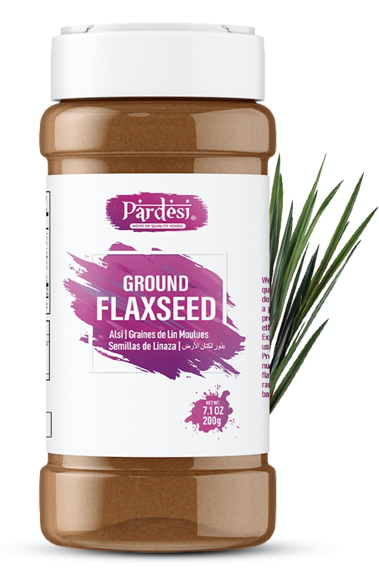 PARDESI Ground Flaxseeds (200g/7.1oz) - Premium Alsi Linum usitatissimum Powder, Resealable Jar, High in Omega-3, Fiber & Protein, Gluten-Free & Vegan Friendly