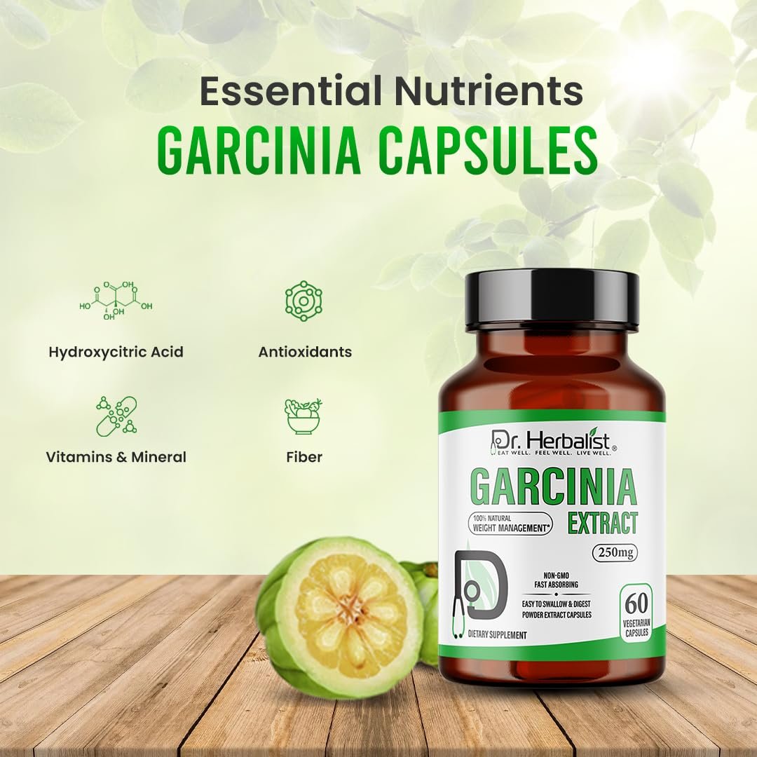 Dr. HERBALIST Garcinia Extract 350mg, 60 Capsules - Pure & Potent Garcinia Cambogia Extract for Health Enthusiasts | Vegetarian, Gluten-Free & Made with Natural Ingredients.