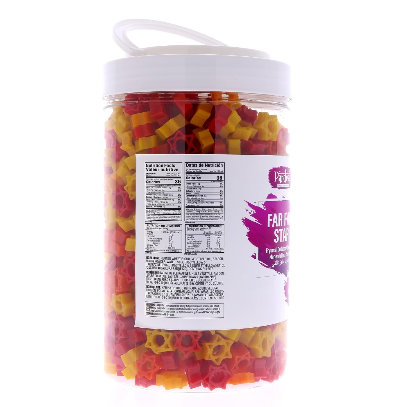 Pardesi Far Far Fryum, 26.4 OZ (750g) Jar I Puffed Snack I Ready to Fry I Fried Snacks (Star Shape) I Jar with Handle I No mess I Pantry ready I From India